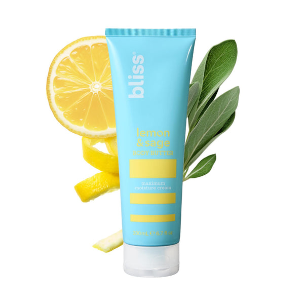 Bliss Lemon and Sage Body Butter - Maximum Moisture Cream - 6.7 Fl Oz Lotion for Dry Skin - Long-Lasting Moisturizer for Women & Men - Vegan and