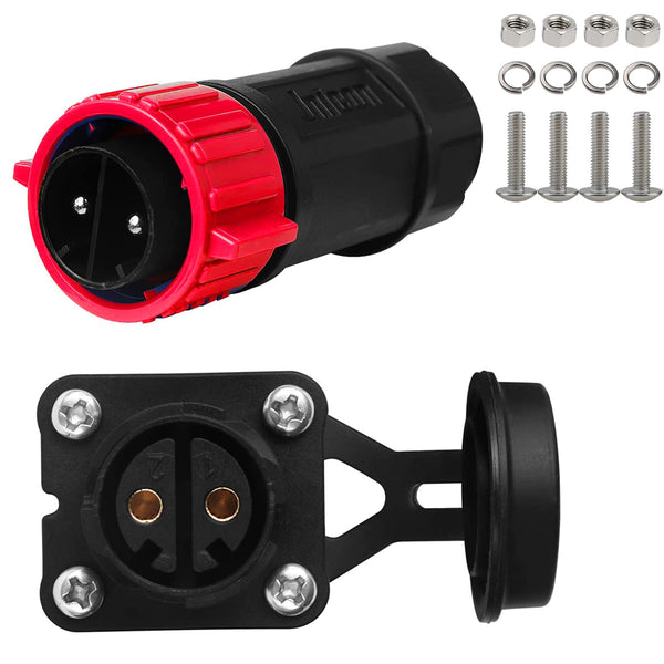 2 Pin 50Amp Trolling Motor Plug Receptacle Set, 12/24/36/48 Volt Marine Boat Power Waterproof IP67 Connector Trolling Boat Plug for Trolling