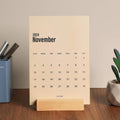 UNIQOOO 3.5" Walnut Wood Stand for 2024 Monthly Desk Calendar, Wooden Block Base, Cardstock Holder, for Office Home Retail Reception Decor, Photo
