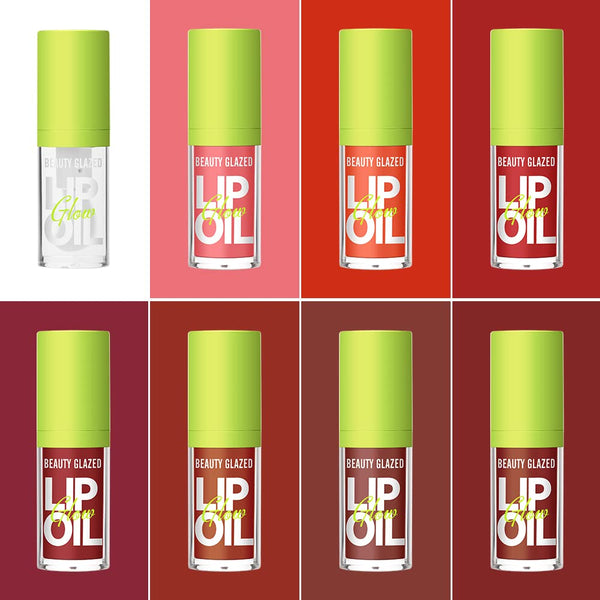 Beauty Glazed Big Brush Head Lip Oil, Ultra-Hydrating & Nourishing, Smooth Glossy Finish Lip Glow Oil, Shiny and Vegan Tinted Lip Gloss,