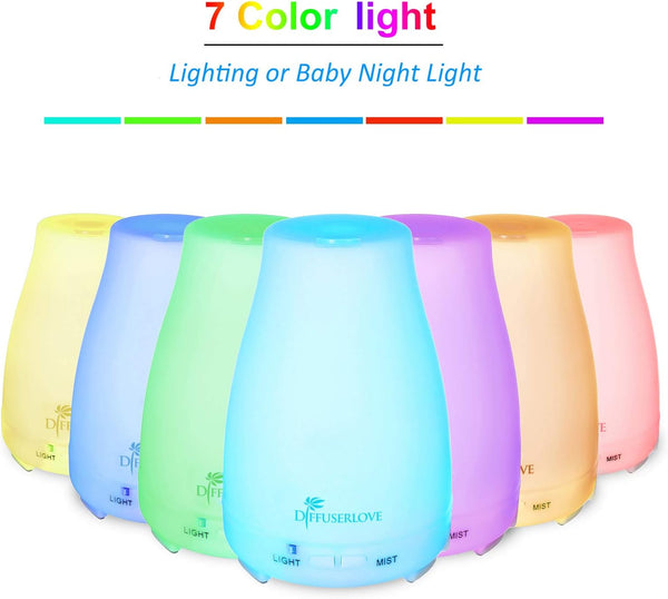 Diffuserlove Essential Oil Diffusers 200ML Remote Control Ultrasonic Mist Humidifiers Bpa-Free Aromatherapy Diffuser with 7 Color Lights, Auto