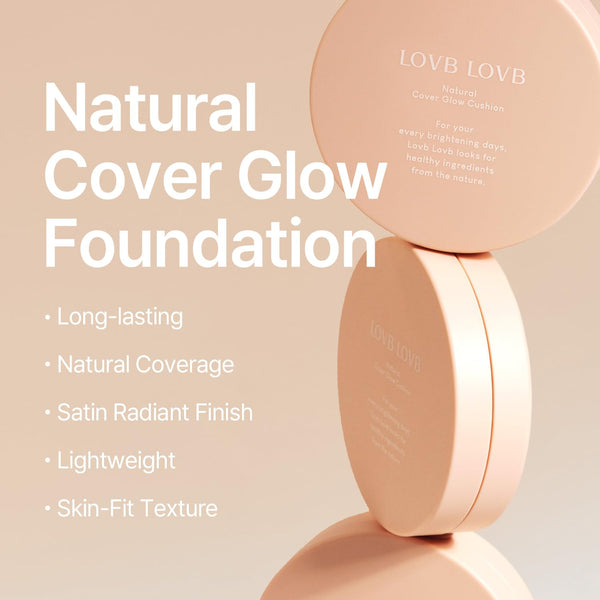 Natural Cover Glow Cushion Foundation | Satin Radiant Finish | Korean Foundation Makeup | Long-Lasting Natural Coverage | for All Skin Types 0.42