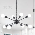 8 Lights Plug in Chandelier Sputnik Ceiling Light Fixture Black Hanging Lights with Plug in Cord 16.4ft Sputnik Chandeliers for Dining Room Living