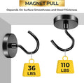 VNDUEEY 4 Pack 110 Lbs Magnetic Hooks Heavy Duty Neodymium Magnet Hook, Strong Magnetic Hooks for Hanging, Rust Proof Magnets with Hooks Magnetic