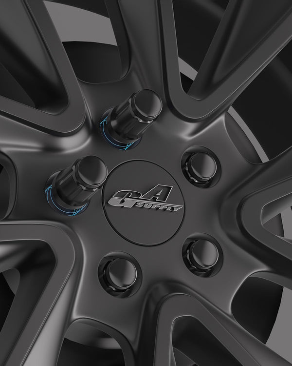 Gasupply 1/2-20 Lug Nuts Black, 1/2 X 20 Closed End 6 Spline Tuner Lug Nuts 1.38" 35Mm Tall Conical Seat 60 Degree, 20 Pack with 1 Lug Nut Key