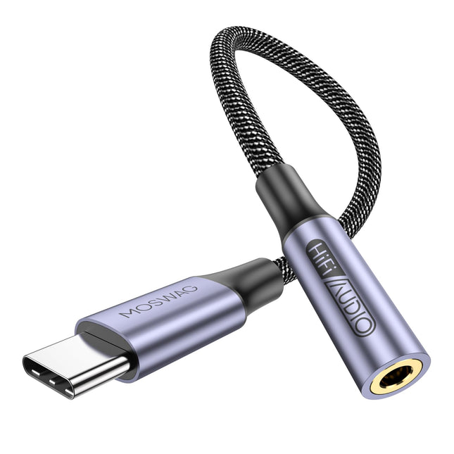 MOSWAG USB Type C to 3.5Mm Female Headphone Jack Adapter, USB C to Aux Female Audio Dongle Cable Cord Compatible with Ip