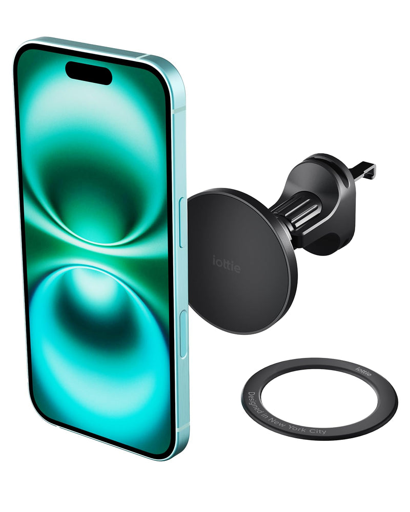 Iottie Itap 3 Magnetic Air Vent Car Mount Phone Holder with Magnetic Ring Adapter. Compatible with Magsafe, Iphone, and Android Smartphones