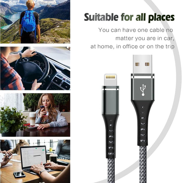Iphone Charger [Apple Mfi Certified] 3-Pack 6FT Lightning Cable Nylon Braided Fast Charging Iphone Charger Long Cord Compatible with Iphone 14 13