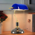 Traditional Bankers Lamp, Black Lamp Shade,With Pull Chain Switch Plug in Fixture,Vintage Office Table Light, Antique Style Desk Lamps for Office,