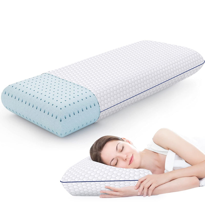 Memory Foam Pillows for Side, Back and Stomach Sleepers, Bed Pillow with Washable Cover and Breathable Mesh, Bed Pillow for Sleeping King Size (Grey)