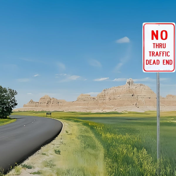 Large No Thru Traffic Sign, Dead End Sign, 18"X 12" .040 Rust Free Aluminum â Reflective, UV Protected and Weatherproof