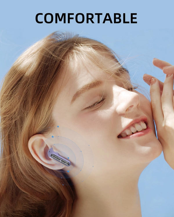 Purple Wireless Earbuds P1 PRO, Earphones Wireless Bluetooth Headphones with Clear Call Mics Ear Buds, Comfortable Fit, IPX7 Waterproof Long