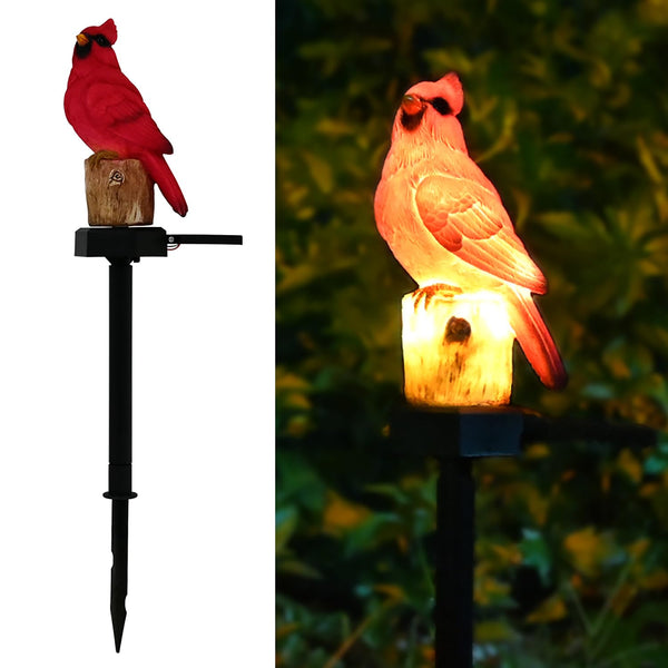 Cardinal Garden Decor Red Bird Figurine Memorial Solar Light Outdoor Stake Patio Yard Art Lawn Ornament Porch Christmas Decorations Outside Statue