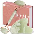 BAIMEI Jade Roller & Gua Sha Set Face Roller and Gua Sha Facial Tools for Skin Care Routine and Puffiness, Self Care Gift for Men Women - Light Green