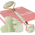 BAIMEI Jade Roller & Gua Sha Set Face Roller and Gua Sha Facial Tools for Skin Care Routine and Puffiness, Self Care Gift for Men Women - Light Green