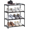 4-Tier Small Shoe Rack .Stackable Shoe Shelf Storage Organizer for Entryway Hallway Closet Bathroom Living Room (Black)