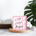 Pink Office Desk Accessories Decor Sign, Dorm Room and Bathroom Decor for Women, Inspirational Christian Gifts for Boss, Pray on It Wooden Sign