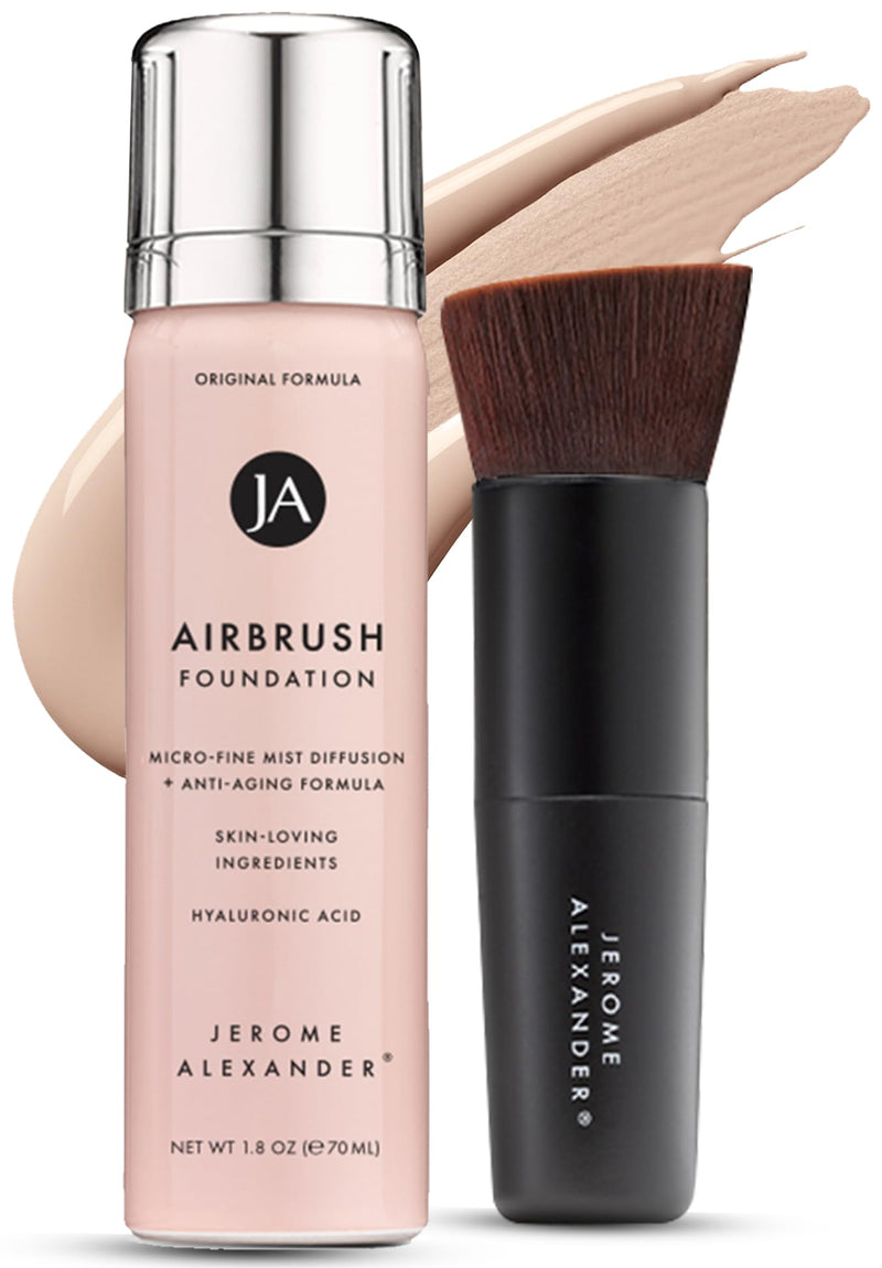 Magicminerals Airbrush Foundation by Jerome Alexander â 2Pc Set with Airbrush Foundation and Kabuki Brush - Spray Makeup with Anti-Aging