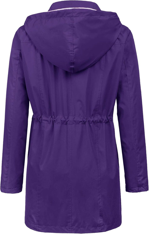 LOMON Raincoat Women Waterproof Long Hooded Trench Coats Lined Windbreaker Travel Jacket S-XXL