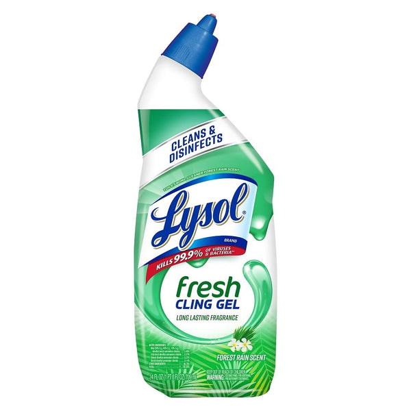 Lysol Toilet Bowl Cleaner Gel, for Cleaning and Disinfecting, Stain Removal, Forest Rain Scent, 24Oz