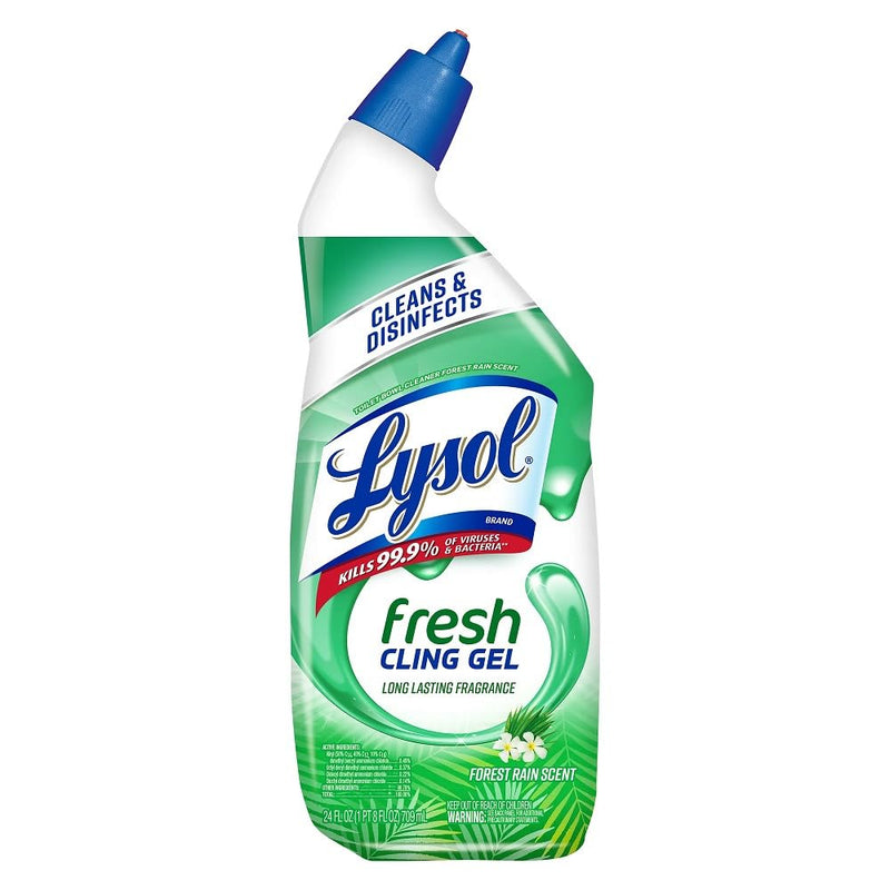 Lysol Toilet Bowl Cleaner Gel, for Cleaning and Disinfecting, Stain Removal, Forest Rain Scent, 24Oz