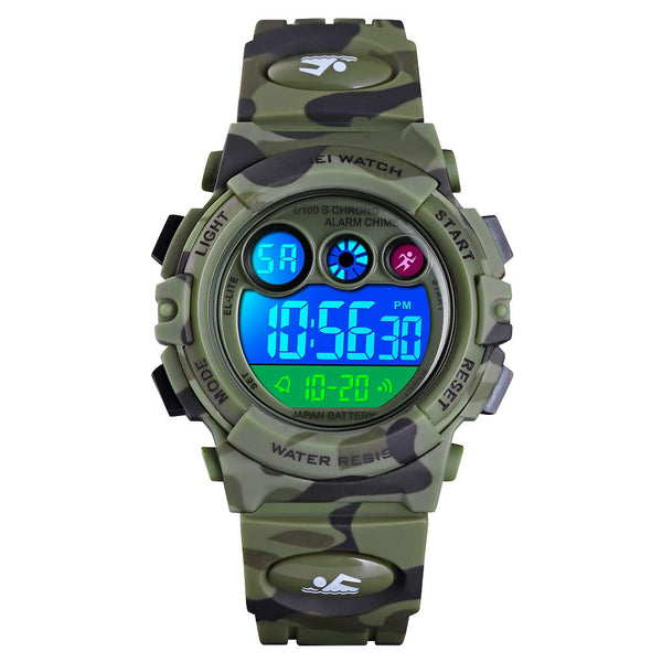 Cofuo Kids Digital Sport Watch for Boys Girls, Kid Waterproof Electronic Multi Function Casual Outdoor Watches, 7 Colorful LED Luminous Alarm