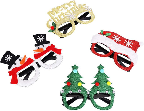Max Fun 12Pcs Christmas Glasses Glitter Holiday Party Glasses Frames Christmas Decoration Accessories Costume Eyeglasses for Christmas Parties