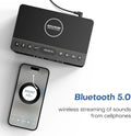 ANJANK Wooden Sound Machine Alarm Clock for Bedroom, Bluetooth Speaker, 20 Soothing Sounds, 0-100% Dimmer, Wireless Charging Station for