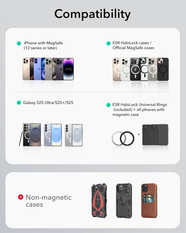 ESR for Magsafe Car Mount, Air Vent/Dashboard Magnetic Phone Holder for Car, Strong Magnets,Car Phone Holder Mount for Iphone