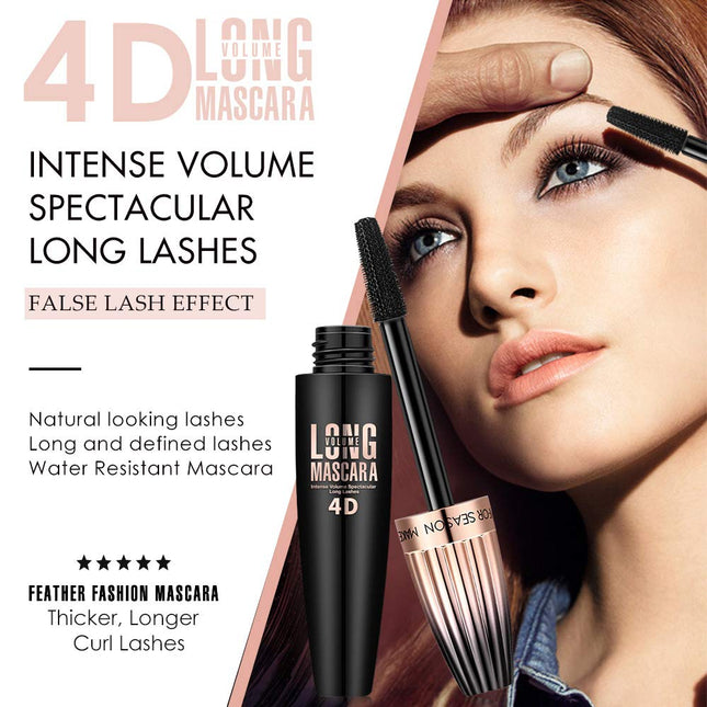 4D Fiber Eyelash Mascara, Natural Waterproof Lasting Lash Mascara Black Volume, Lengthening Thickening Softer Fuller Las