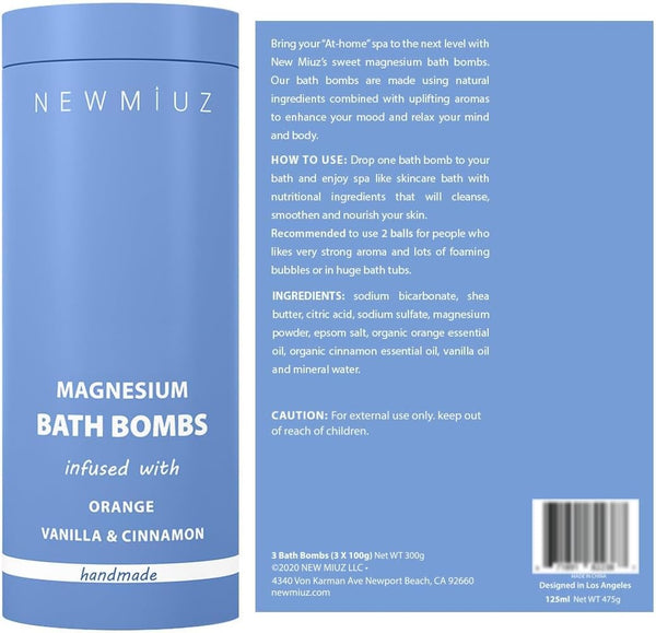 Magnesium Bath Bombs Post Workout Recovery Sore Muscles Tension Epsom Salt Luxury Bubble Bath Spa Essential Oil Infused Bath Bombs Vanilla