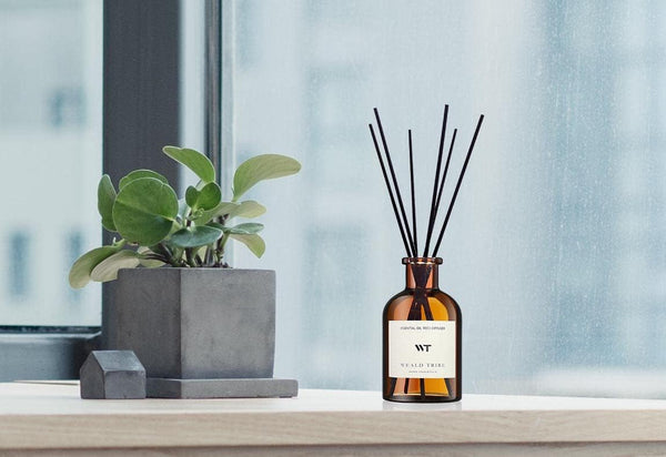 WEALD TRIBE Flower Reed Diffuser Set Eucalyptus & Lavender Scent for Bathroom Accessories Shelf Decor & Air Fresheners, Sticks Defusers with 4.0
