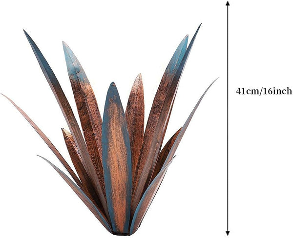 Jesokiibo 2Pcs Tequila Rustic Sculpture DIY Metal Agave Plant Home Decor Rustic Hand Painted Metal Agave Garden Ornaments Outdoor Decor Figurines