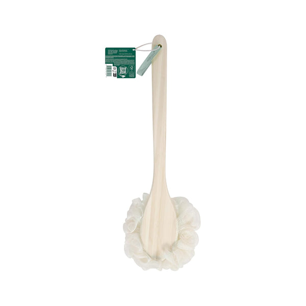 Ecotools Ecopouf Bath Brush, Loofah Brush for Bath & Shower, Made with Long Handle & Recycled, Soft Netting for Gentle Exfoliation, Back Brush for