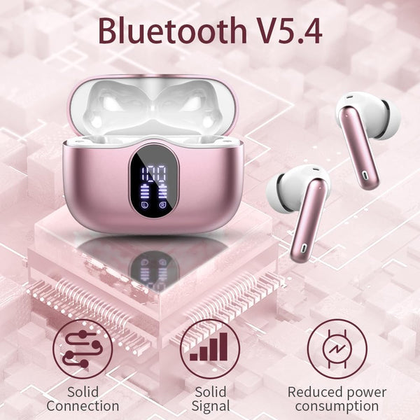 Wireless Earbuds Bluetooth 5.4 Headphones Bass Stereo Ear Buds with Noise Cancelling Mic LED Display in Ear Earphones IP7 Waterproof 36H Playtime
