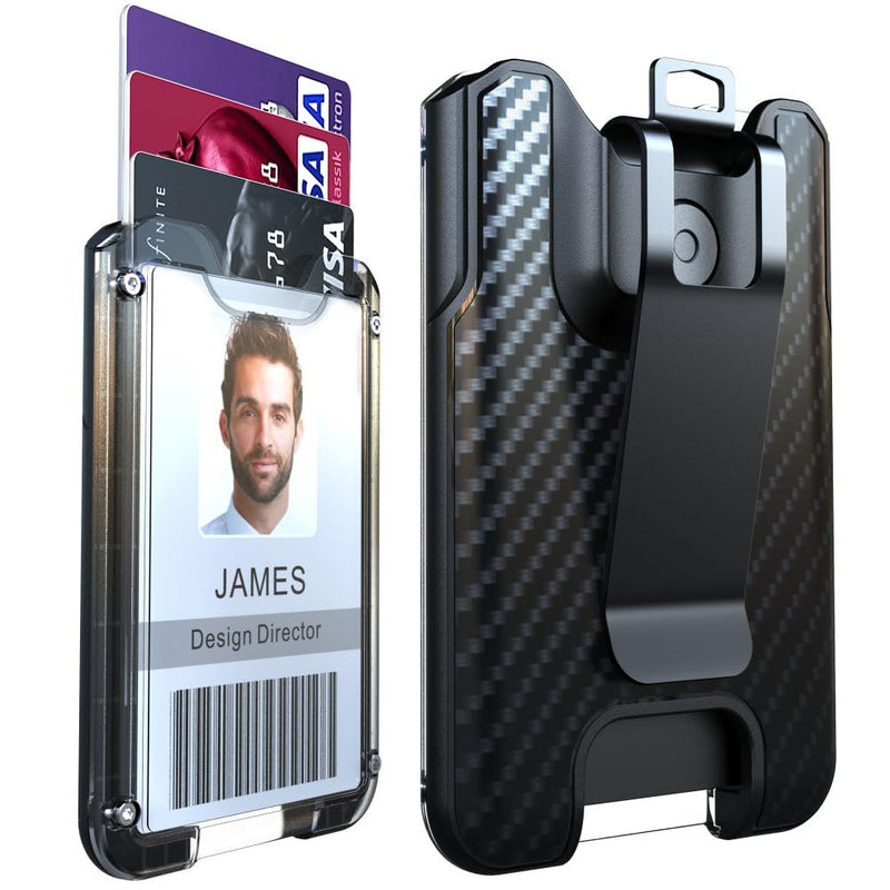 LIUGX Badge Holder, ID Card Holder with Metal Clip - Durable Polycarbonate (Holds 1 to 4 Cards), Portable Wallet for Office, Laborer, Police,