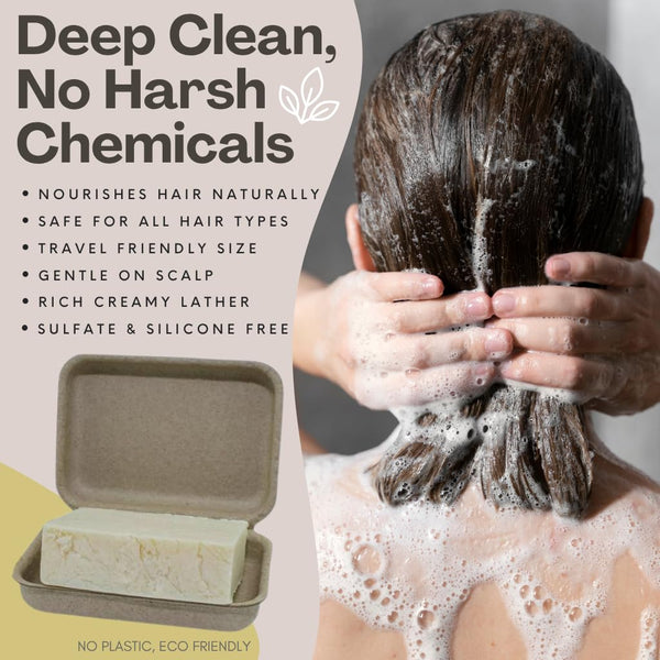 The Yellow Bird Eucalyptus Tea Tree Shampoo Bar. All Natural & Organic Ingredients. Sulfate Free, Detergent Free, Color Safe, and Silicone Free.
