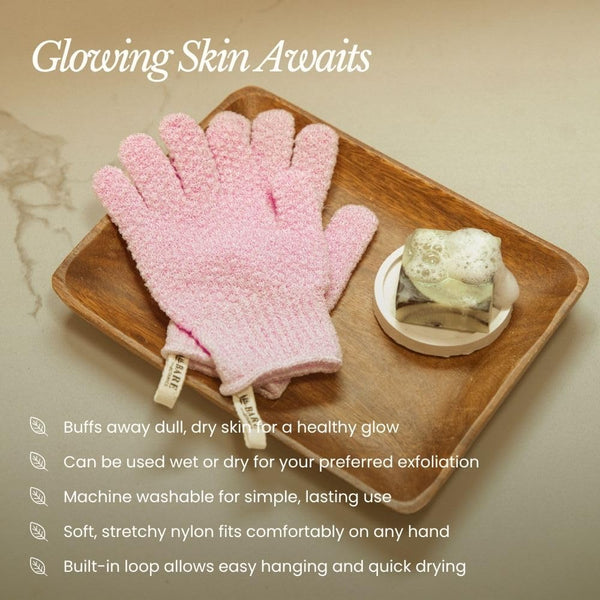 Bare Botanics 4 Pack Exfoliating Gloves for Shower (Lavender) - 100% Nylon Fibers - Exfoliating Bath Gloves - Shower Scrubber & Dead Skin Remover