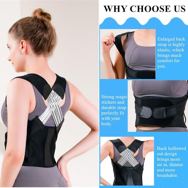 WEEOATAR Elastic Posture Trainer,Upper Back Brace,Posture Corrector with Magic Stickers Easy to Use,Adjustable Back Straightener Brace,Posture