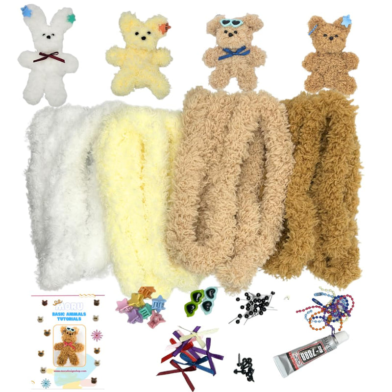 Moru Fur Pipe Cleaner Craft Kit , Soft, Thick, Long Teddy Fur-Wrapped Stem Wire for DIY Art & Craft. with Decorative Accessories