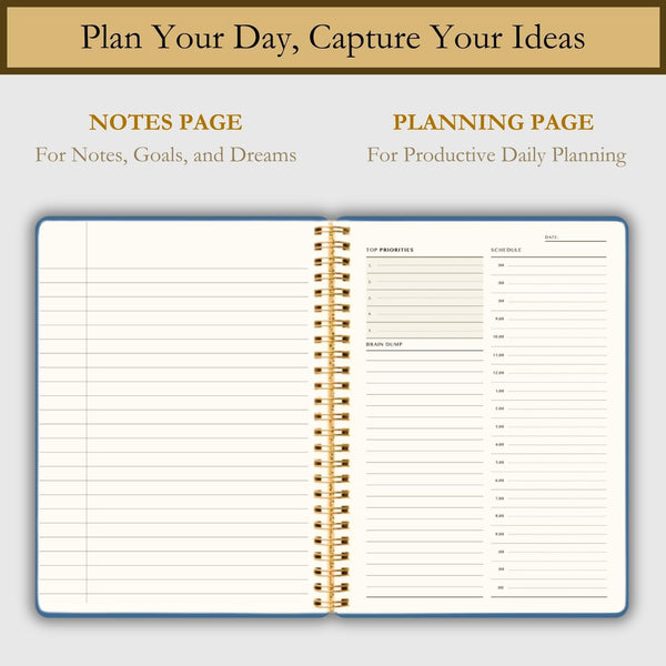 Undated Daily Planner - Time Blocking Planner & ADHD Planner. to Do List, Hourly Schedule, Daily and Monthly Agenda. Time Management &