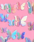 Xo, Fetti 3D Iridescent Butterfly Hanging Garland - 4 Pcs, 12' | Bachelorette Party Decorations, Birthday Supplies, Baby Shower Photo Booth, HBD,