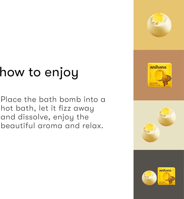 ANIHANA Bath Bombs with Coconut Oil, Paraben Free, Hand-Crafted Luxury Fizzers, Refreshing Manuka Honey Scent, 6.3 Oz Each, 3 Pack