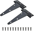 Tambee Gate Hinges Barn Door Hinges T-Strap Shed Door Hinges Outdoor Heavy Duty Hinge Wrought Hardware for Wooden Fences(8Inch 2PCS)