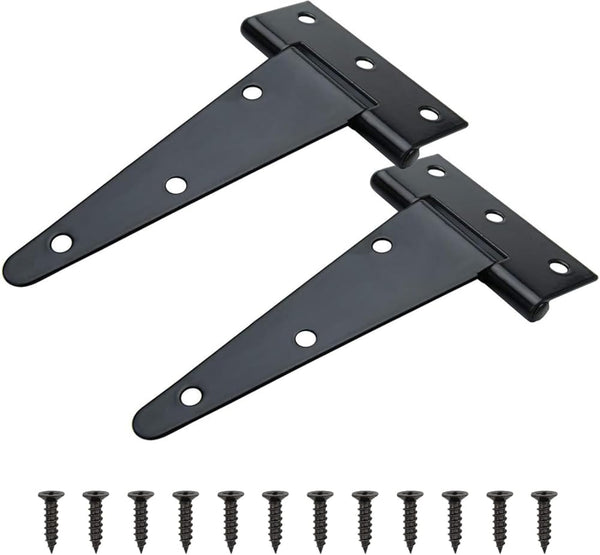 Tambee Gate Hinges Barn Door Hinges T-Strap Shed Door Hinges Outdoor Heavy Duty Hinge Wrought Hardware for Wooden Fences(8Inch 2PCS)