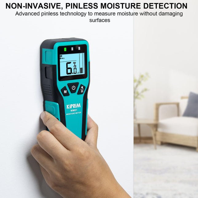 Kiprim Pinless Moisture Meter Home Moisture Level Tester Damp Meter for Floor,Wood, Walls, Concrete â Accurate Non-Des