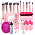 33PCS Makeup Foundation Brushes Tool Set with Sponges, Eyelash Curlers, Powder Puffs, Silicone Washing Bowls, Eye Aids, Nano Spray Bottles,