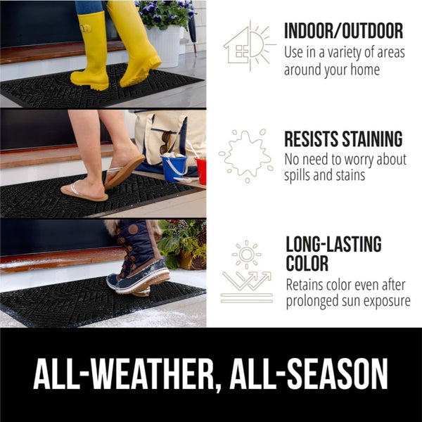 GORILLA GRIP 100% Waterproof All-Season Weathermax Doormat, Durable Natural Rubber, Stain and Fade Resistant, Low Profile, Indoor Outdoor Door