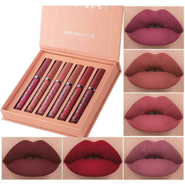 6Pcs Matte Liquid Lipstick Makeup Set, Matte Liquid Long-Lasting Wear Non-Stick Cup Not Fade Waterproof Lip Gloss (Set A