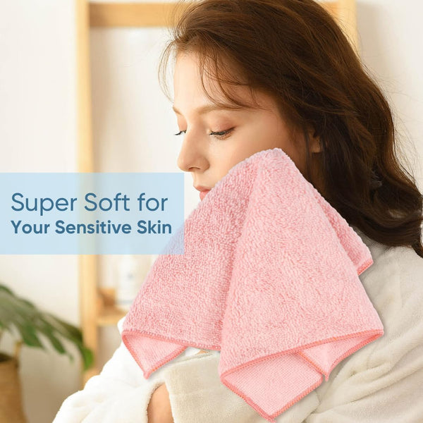 HOMEXCEL Microfiber Washcloths 24 Pack, Highly Absorbent and Soft Face Towel, Multi-Purpose Wash Cloths for Bathroom, Hotel, Spa, Gym, and
